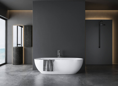 istock- dark-grey-bathroom-with-white-bathtub-and-two-sinks-with-square-mirrors-and-shower-area.jpg